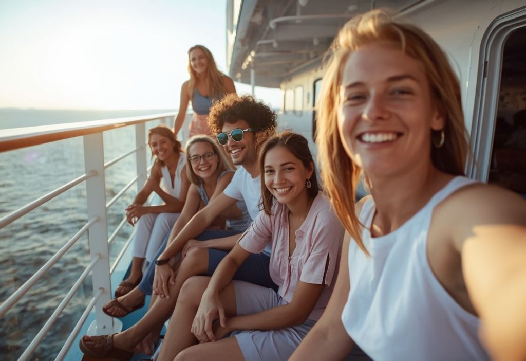 Family on a cruise ship