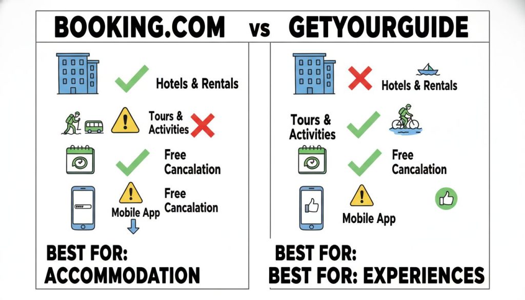 Booking.com vs GetYourGuide Key Differences