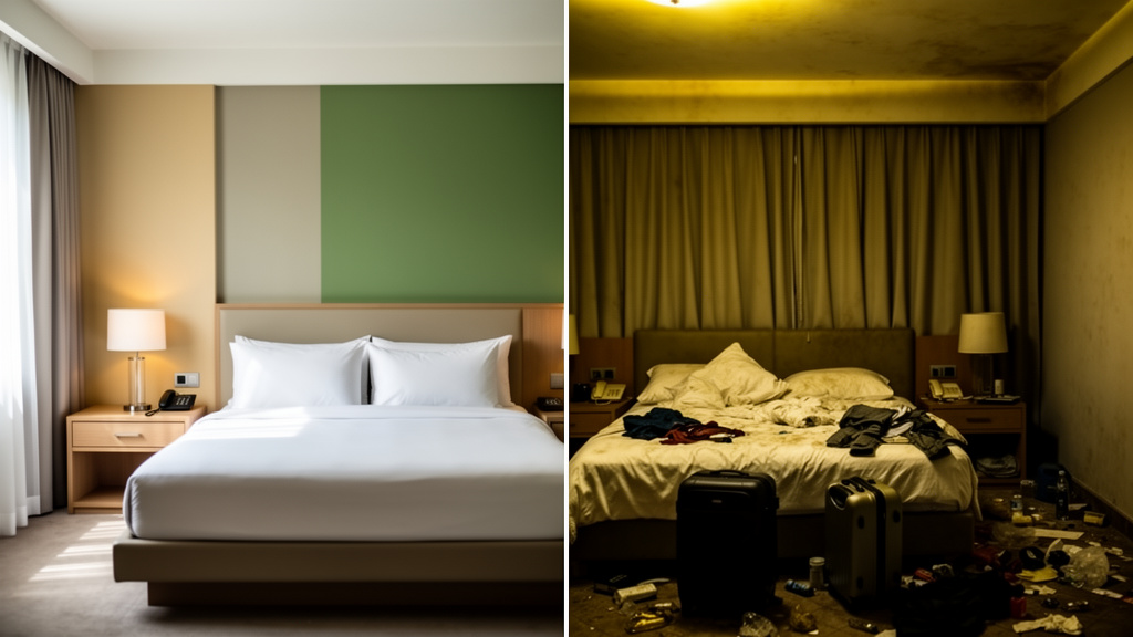 Comparing good and bad hotel rooms on Booking.com
